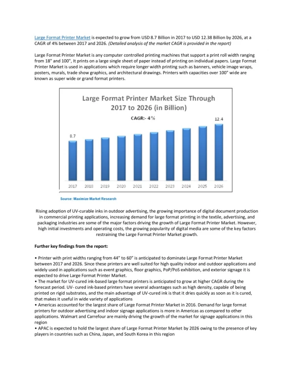 large format printer market is expected to grow
