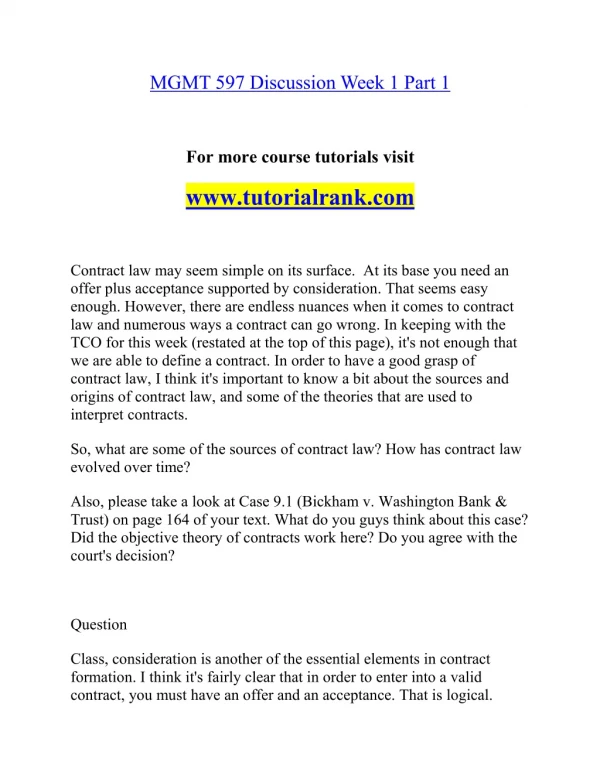 MGMT 597 Effective Communication - tutorialrank.com