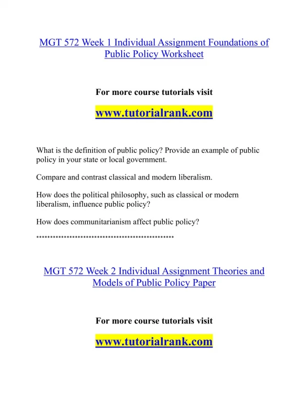MGT 572 Effective Communication - tutorialrank.com