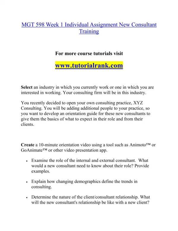 MGT 598 Effective Communication - tutorialrank.com