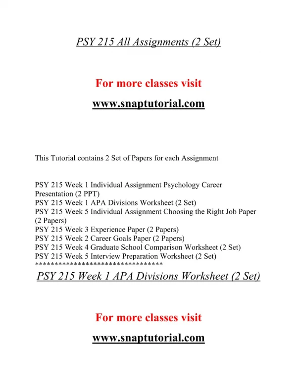 PSY 215 Education Organization / snaptutorial.com
