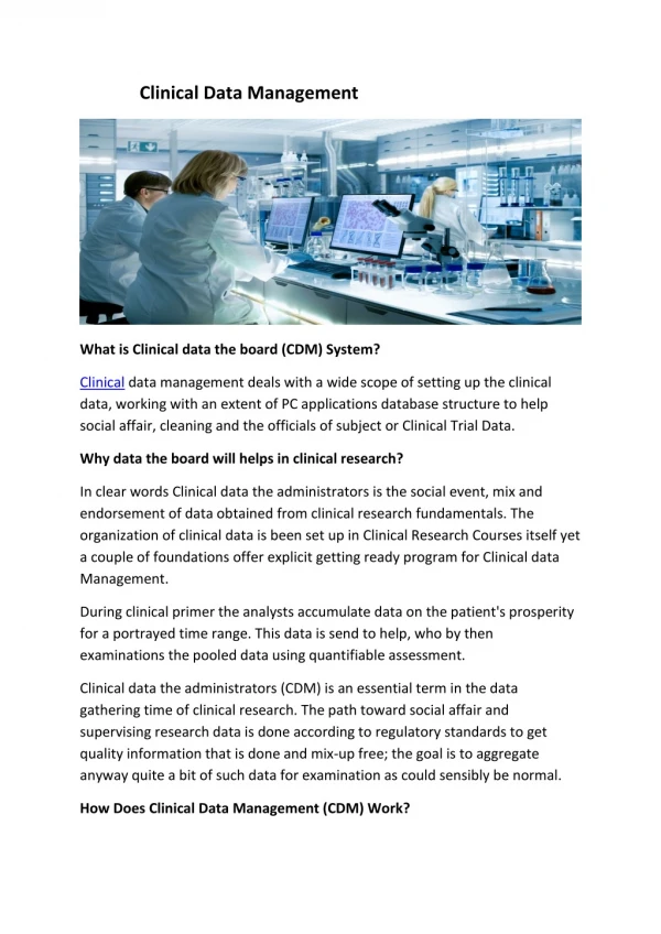 Clinical Data Management clariwell