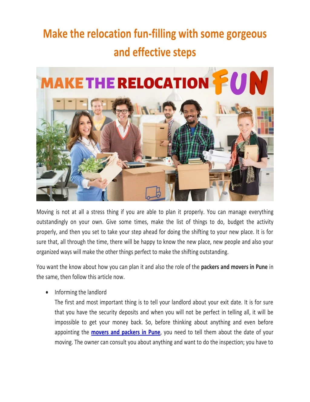 make the relocation fun filling with some