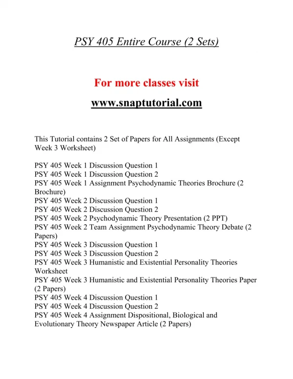 PSY 405 Education Organization / snaptutorial.com