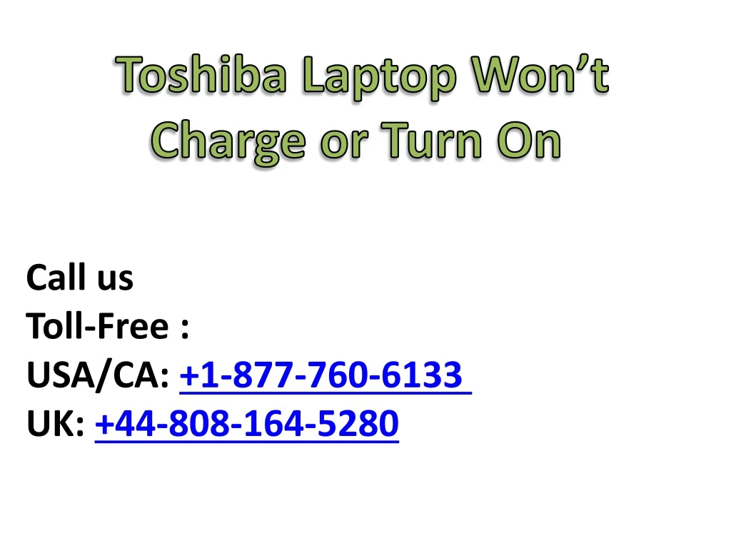 toshiba laptop won t charge or turn on