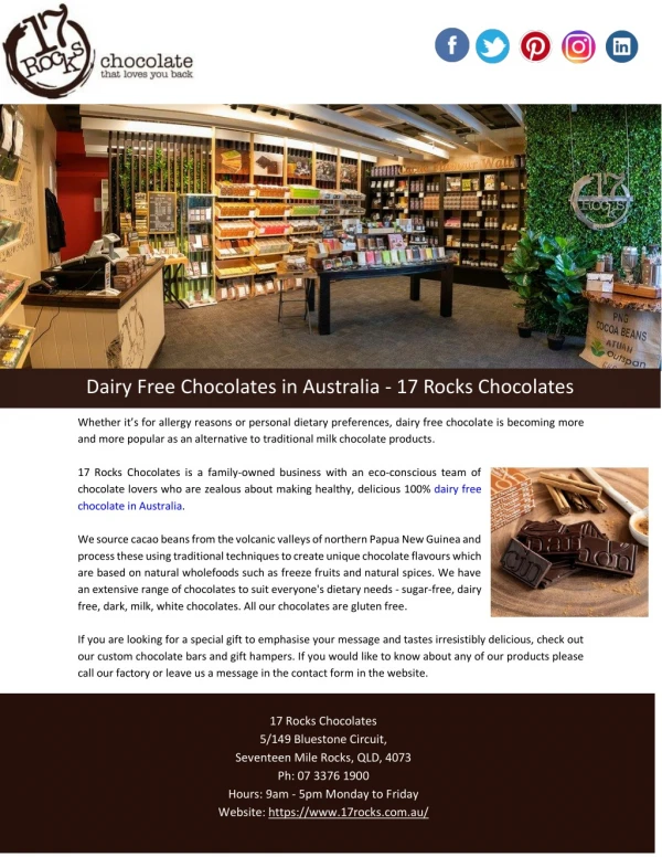 Dairy Free Chocolates in Australia - 17 Rocks Chocolates