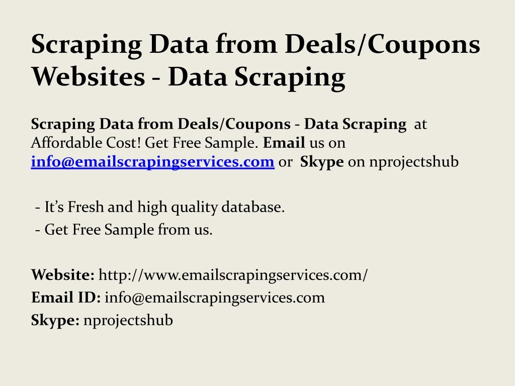 scraping data from deals coupons websites data scraping