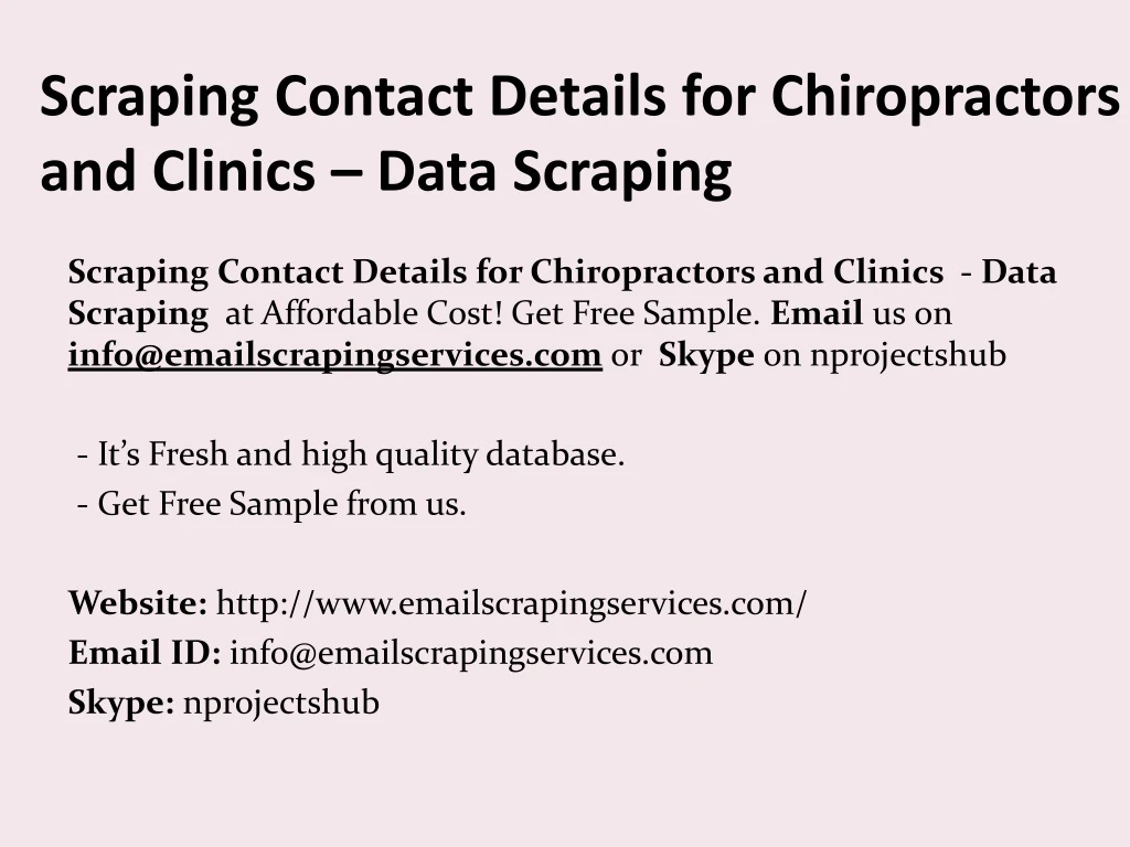 scraping contact details for chiropractors and clinics data scraping