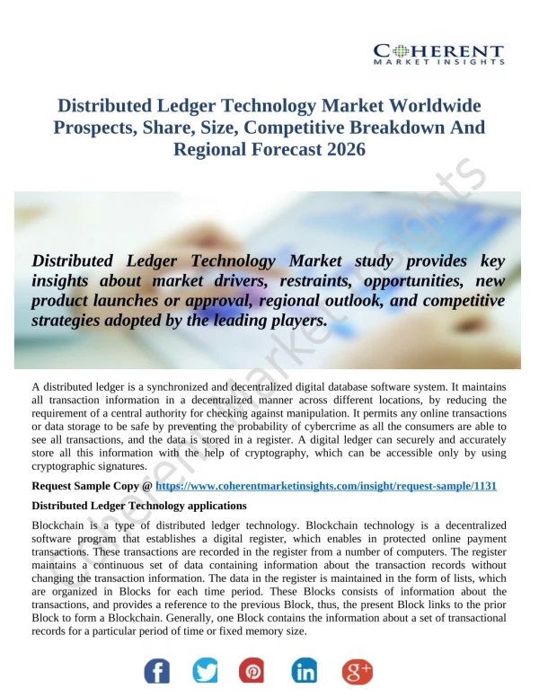 Distributed Ledger Technology Market Major Technology Giants In Buzz Again