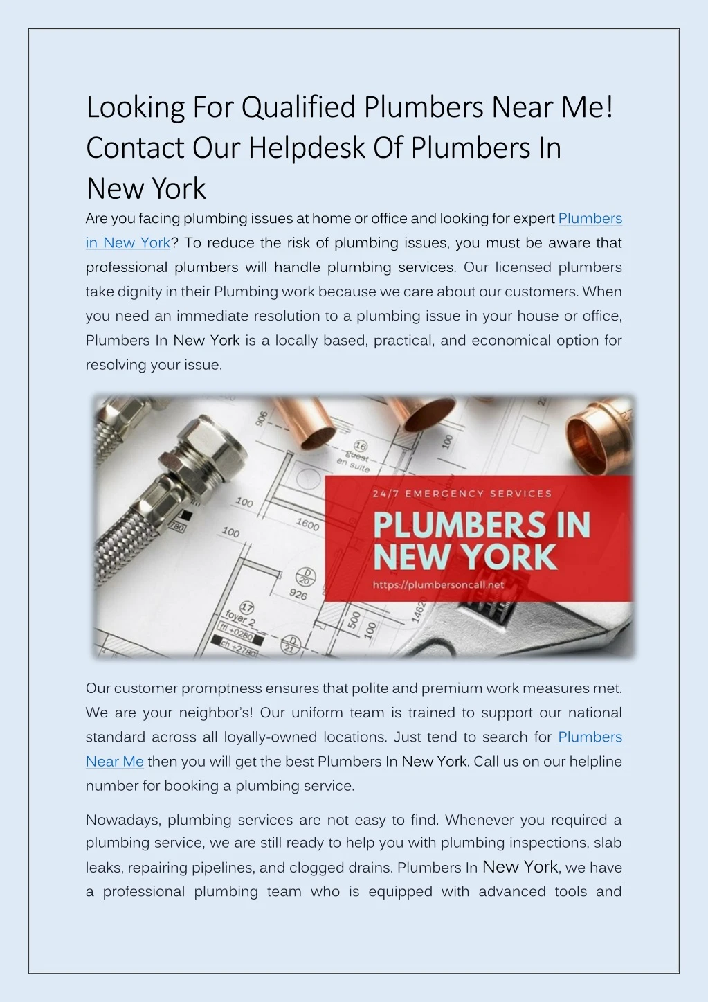 looking for qualified plumbers near me contact