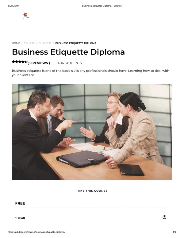 Business Etiquette Diploma - Edukite