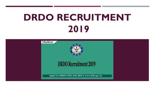 DRDO Recruitment 2019 - drdo.gov.in GTRE 150 Apprentice Jobs