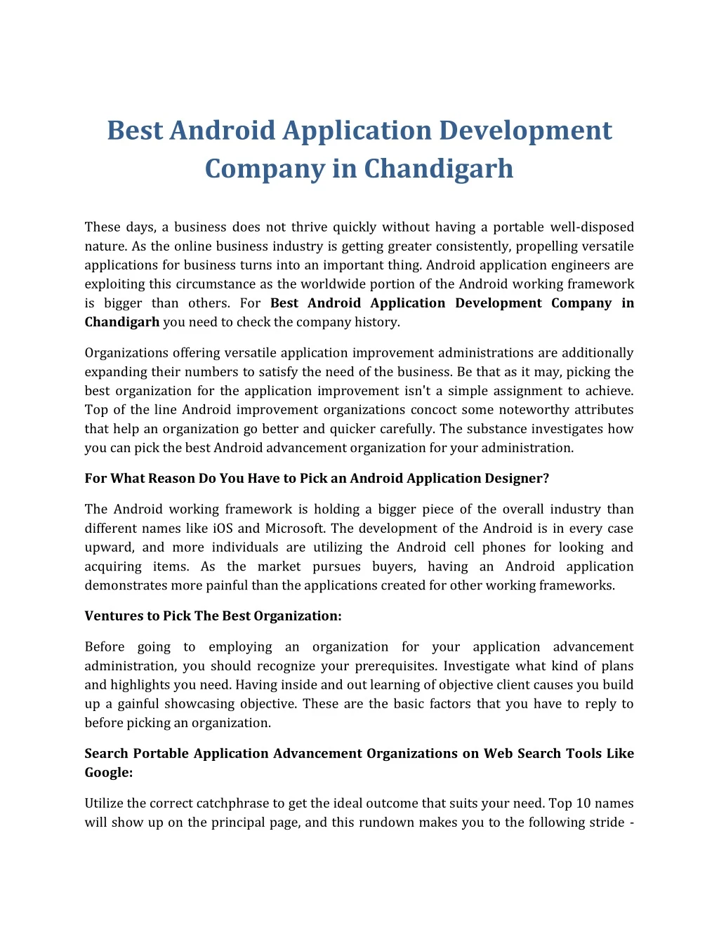 best android application development company