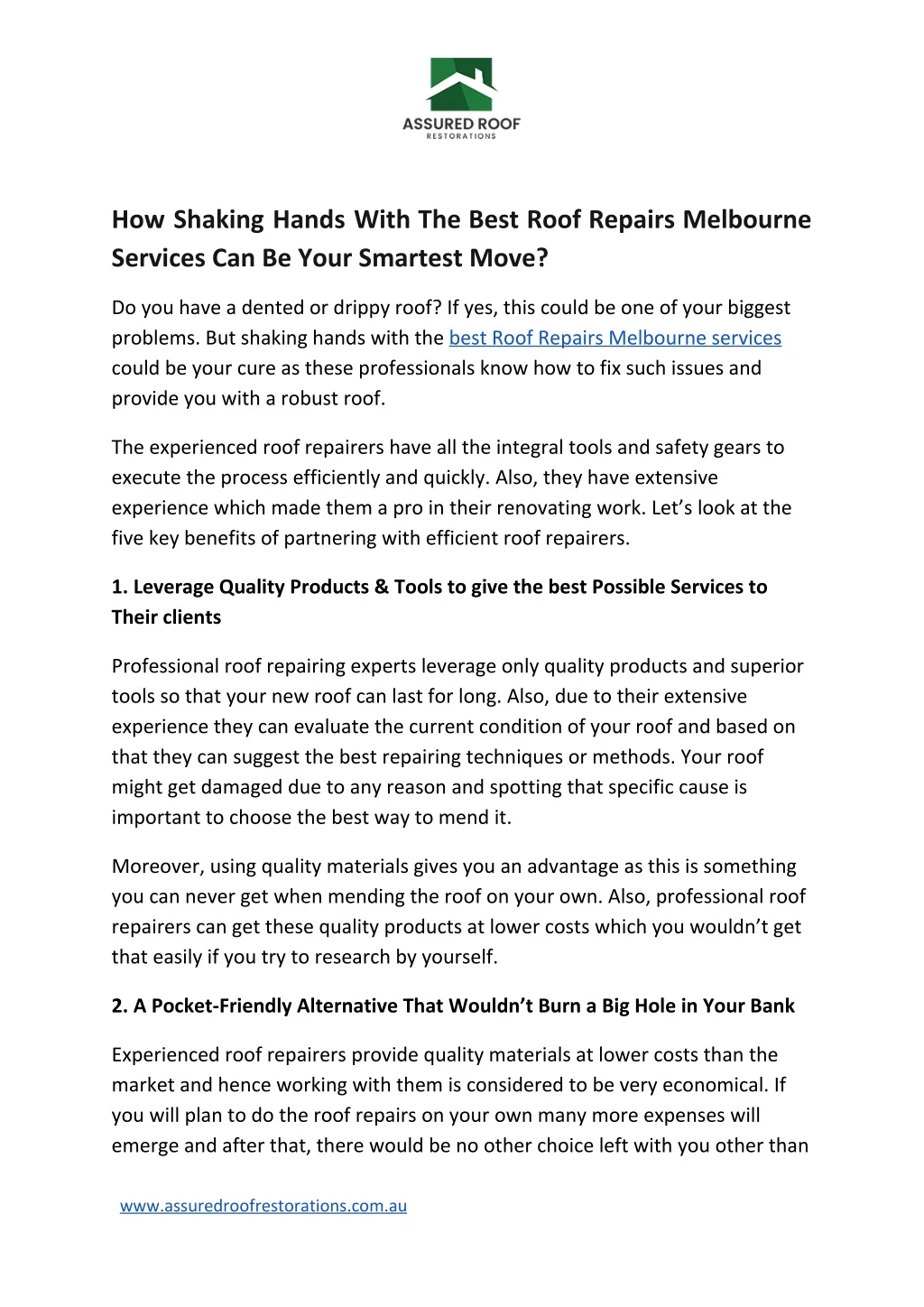 how shaking hands with the best roof repairs