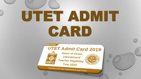 UTET Admit Card 2019 Download Uttarakhand TET Level I & II Exam Date
