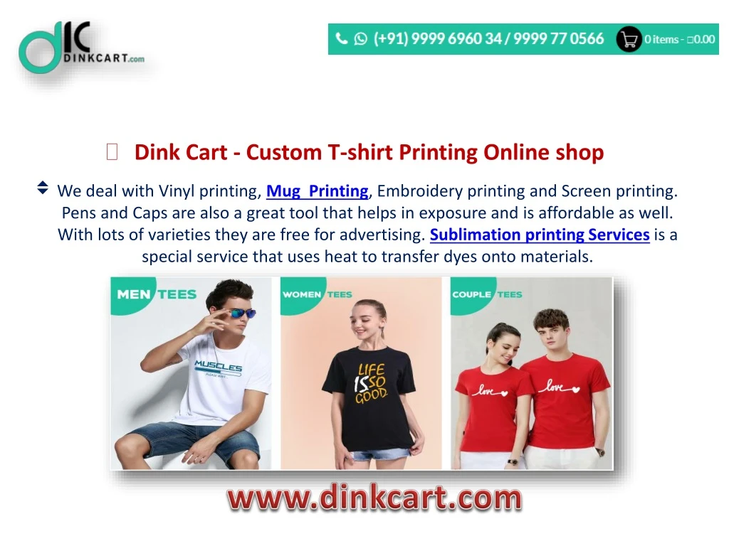 dink cart custom t shirt printing online shop