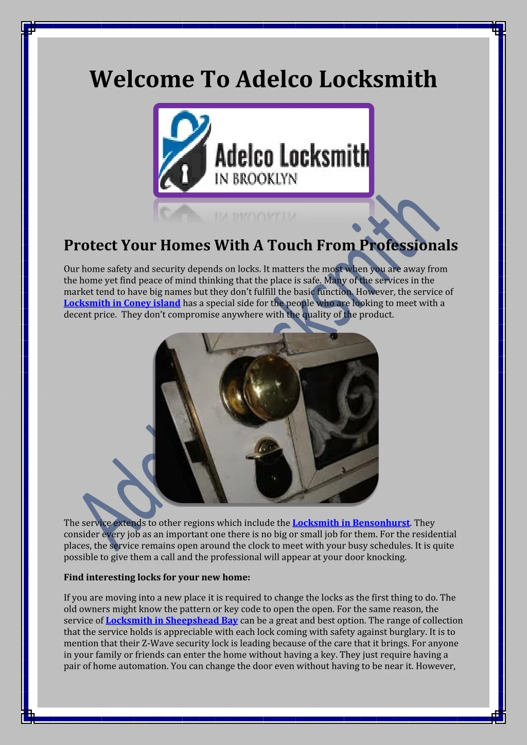 welcome to adelco locksmith