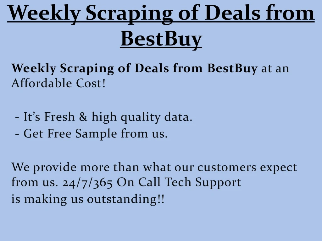 weekly scraping of deals from bestbuy