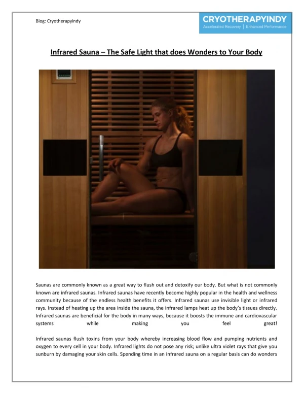 Infrared Sauna – The Safe Light that does Wonders to Your Body