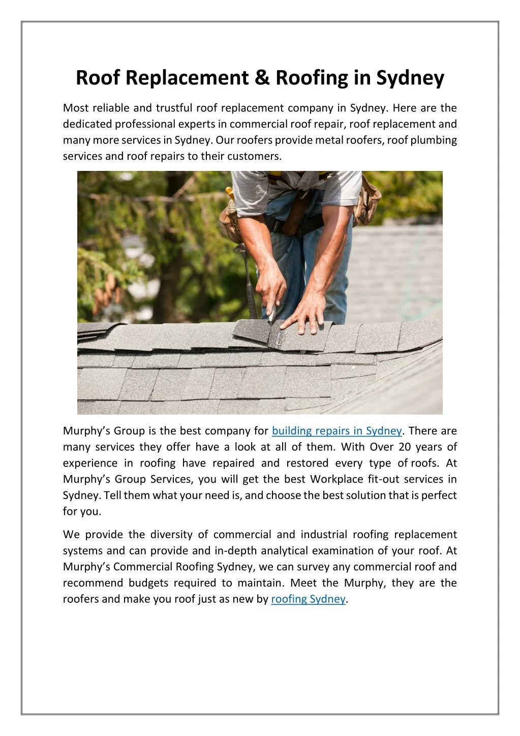 roof replacement roofing in sydney