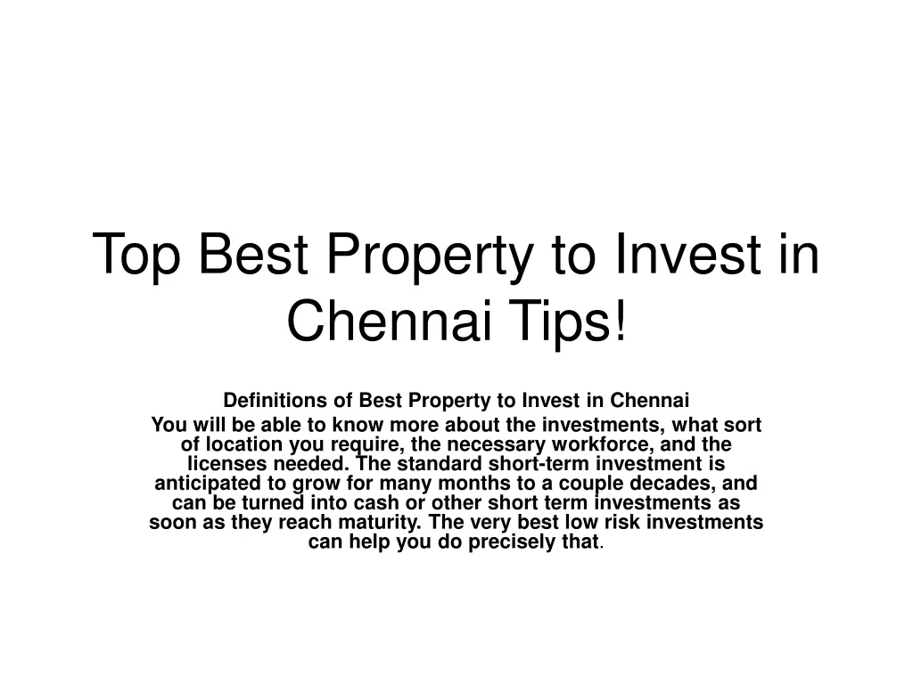 top best property to invest in chennai tips