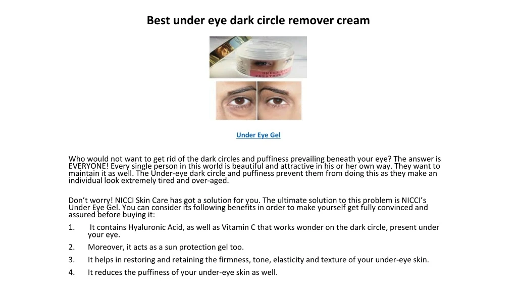 best under eye dark circle remover cream