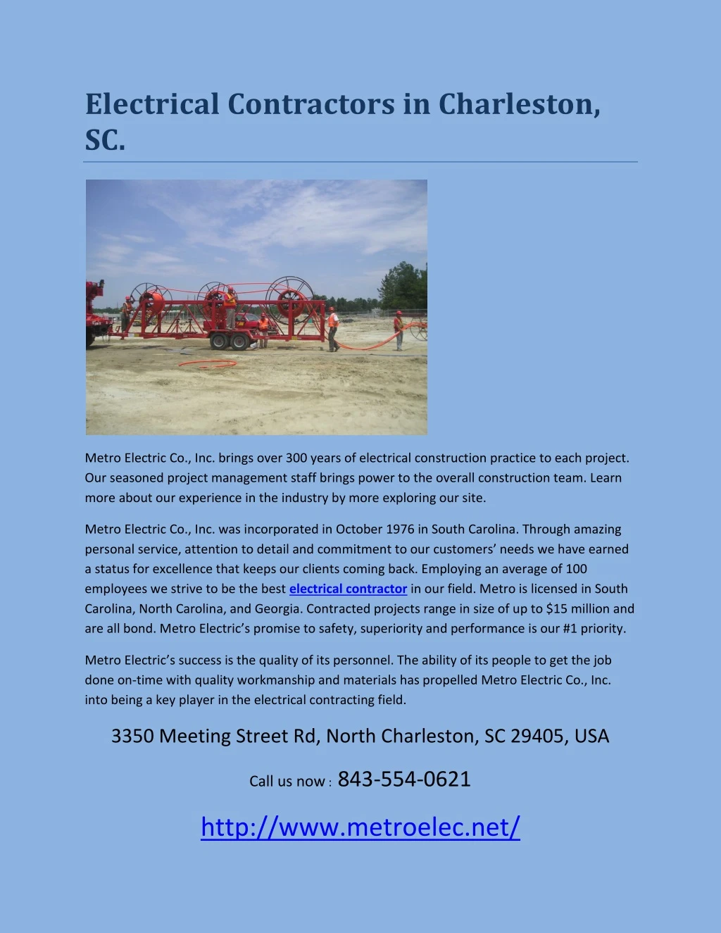 electrical contractors in charleston sc