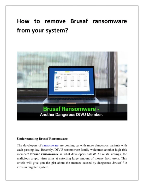 Brusaf ransomware | Effective Virus Removal Guidelines