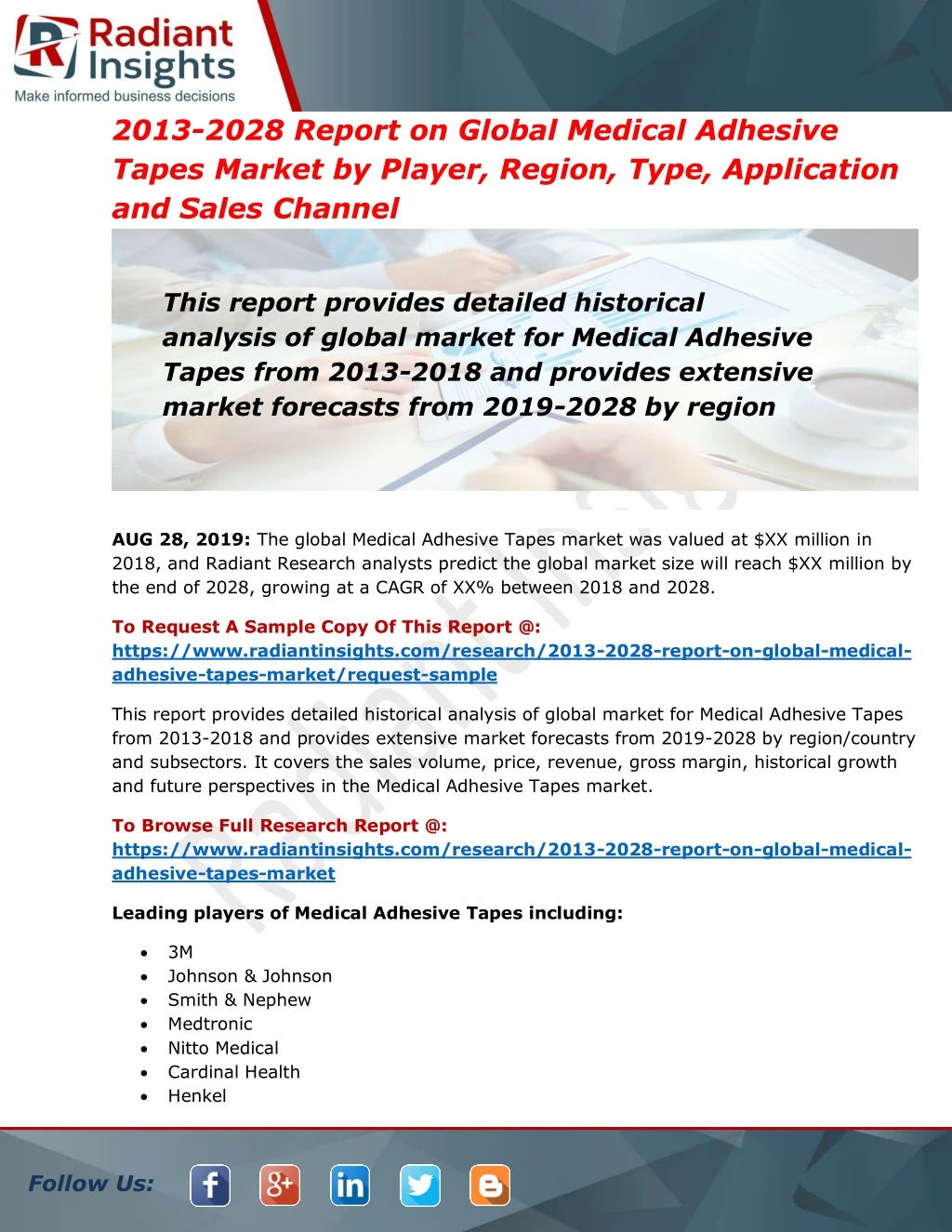 2013 2028 report on global medical adhesive tapes