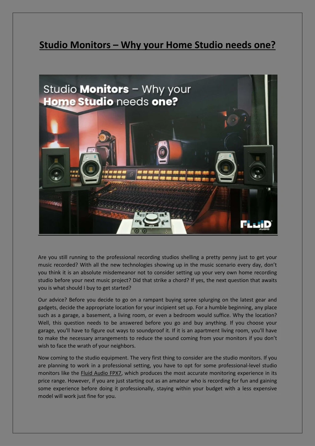 studio monitors why your home studio needs one