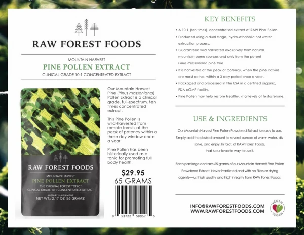 Buy Mountain Harvest Pine Pollen Extract | RAW Forest Foods