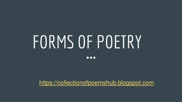 Forms of Poetry