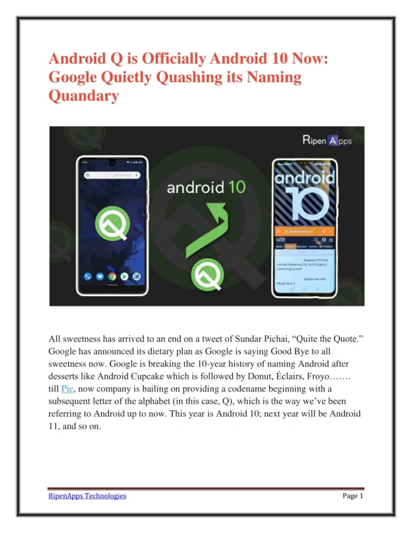 Android Q is Officially Android 10 Now: Google Quietly Quashing its Naming Quandary