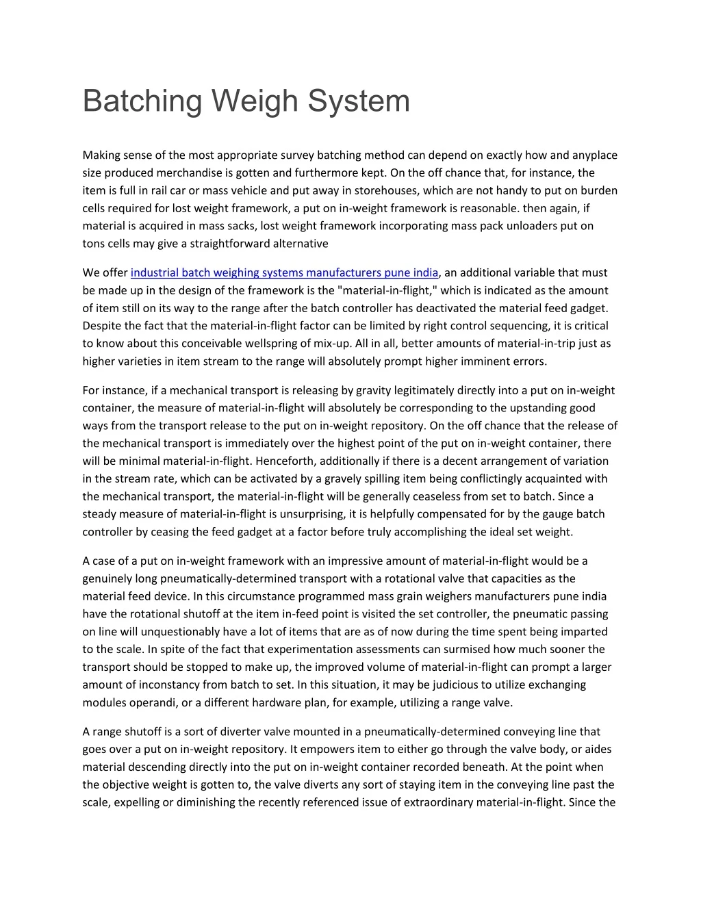batching weigh system