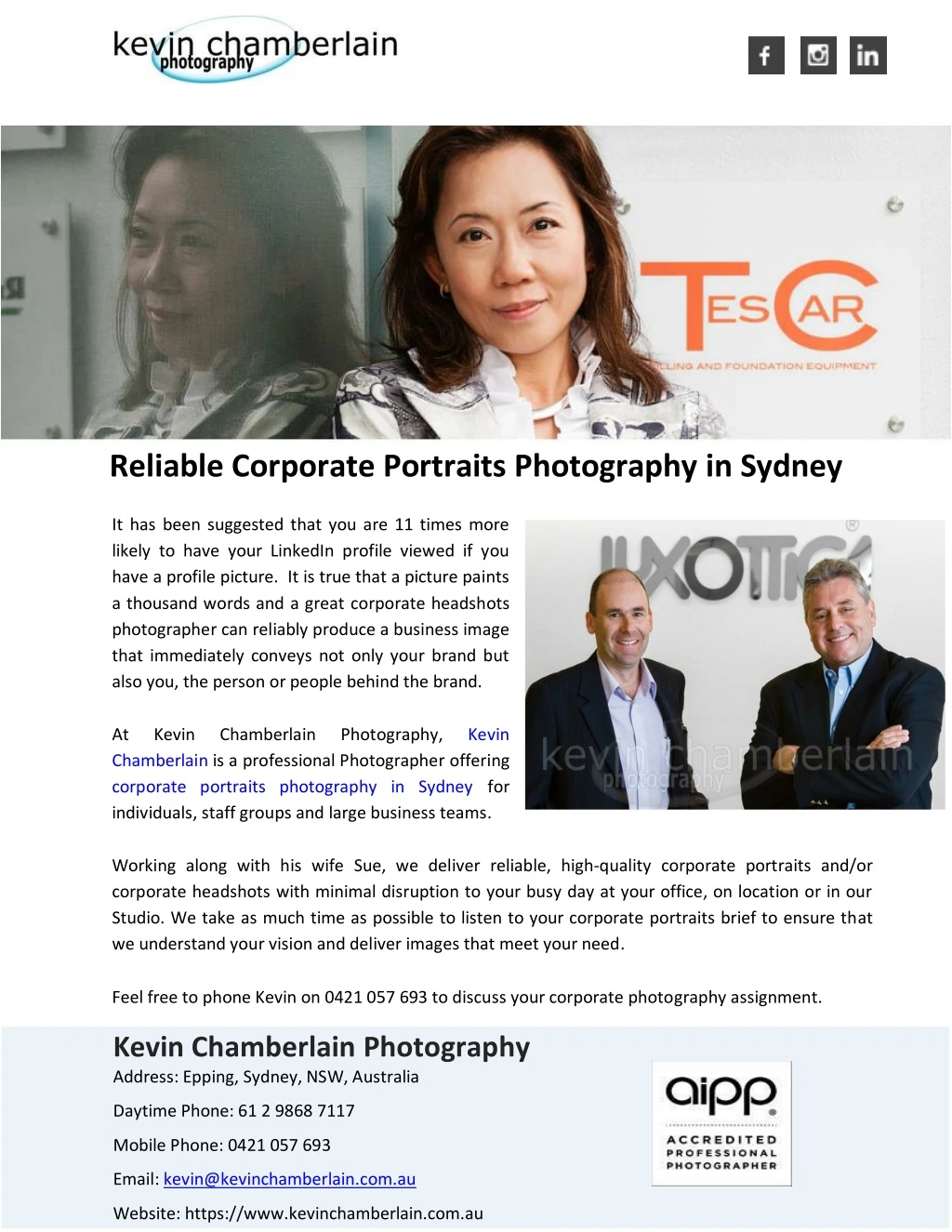 reliable corporate portraits photography
