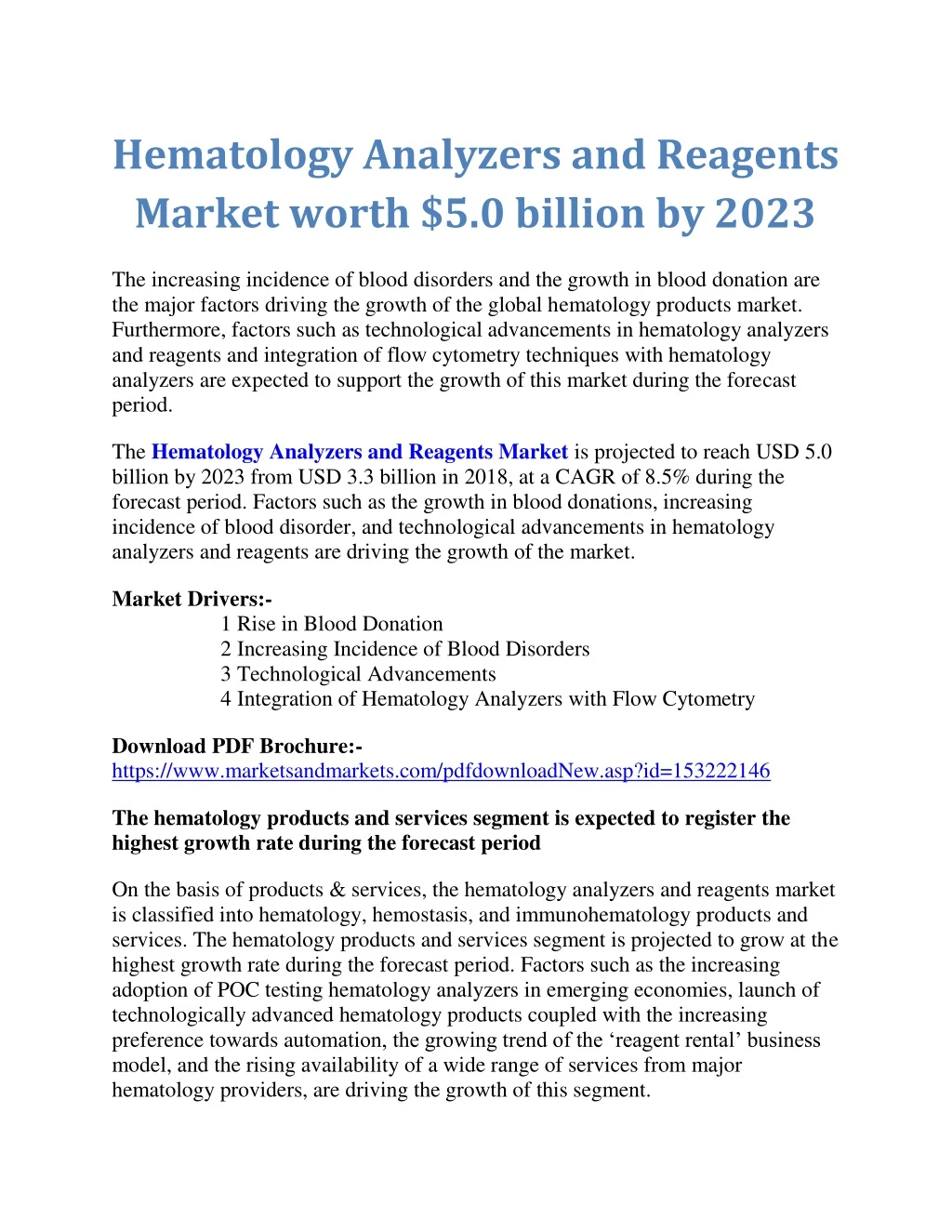 hematology analyzers and reagents market worth