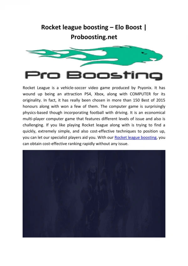 Rocket league boosting – Elo Boost |Proboosting.net