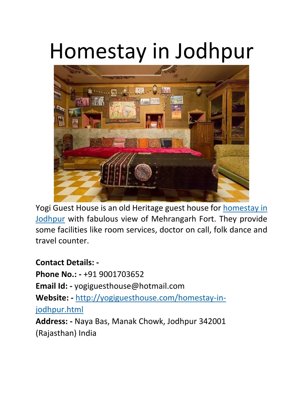homestay in jodhpur