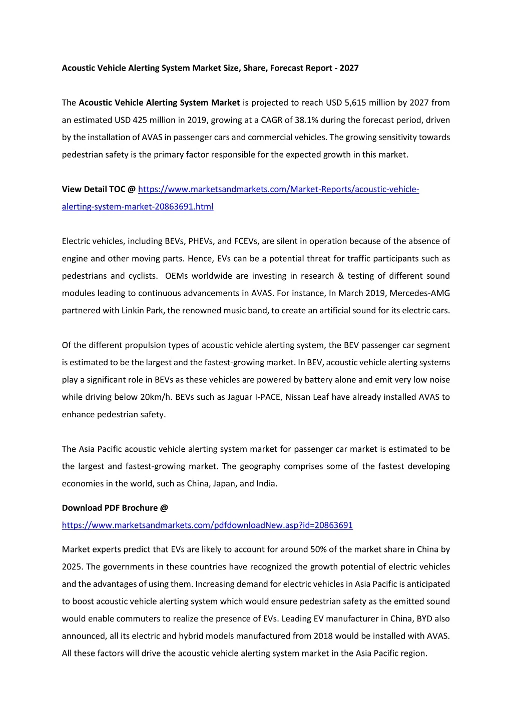 acoustic vehicle alerting system market size