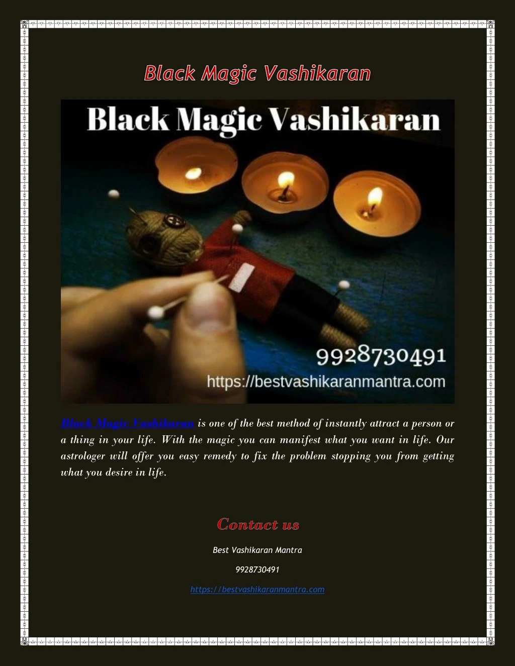 black magic vashikaran is one of the best method