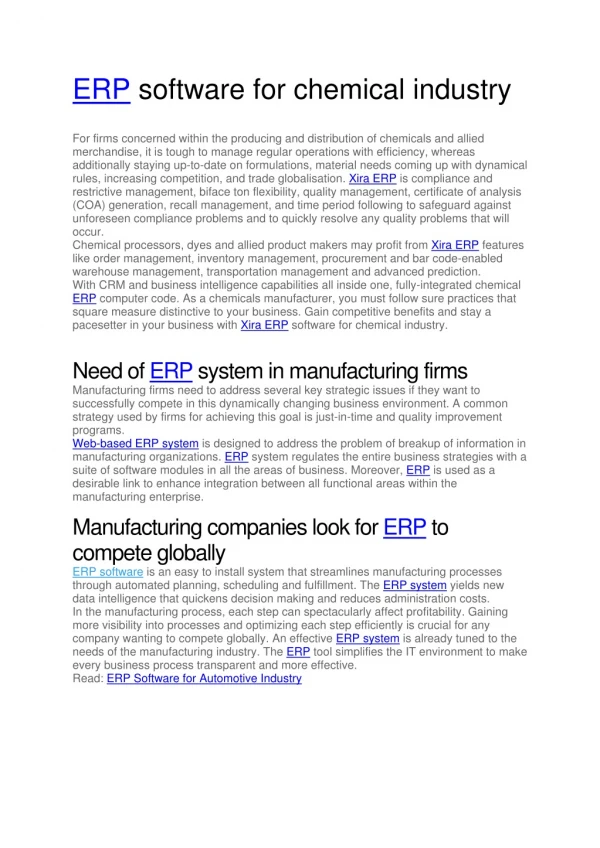 ERP in chemical industry