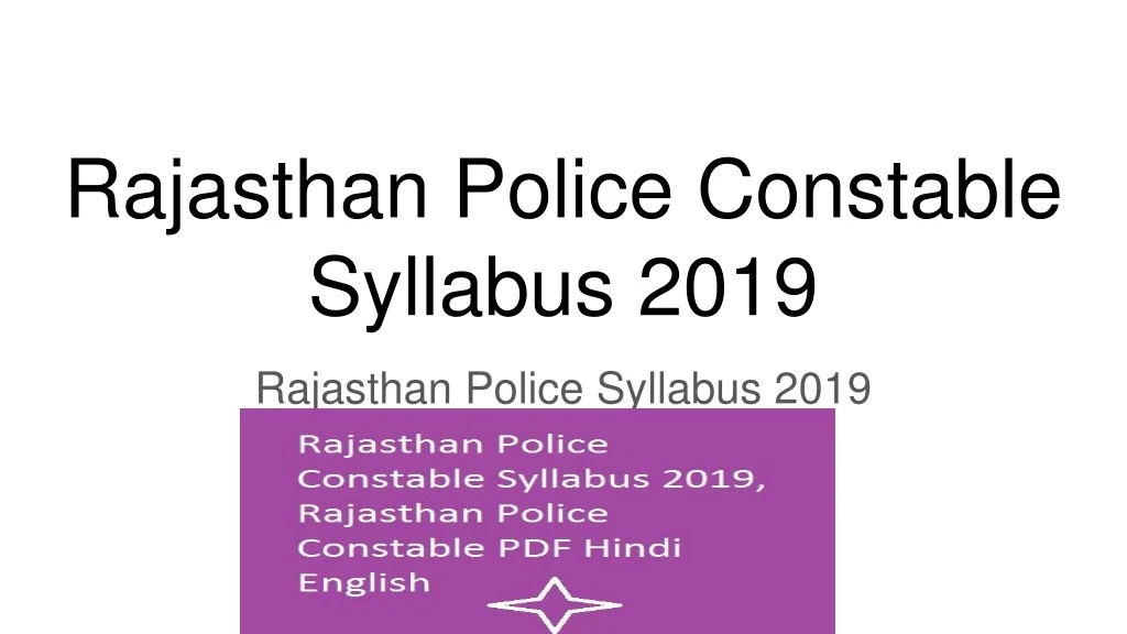 rajasthan police constable syllabus 2019