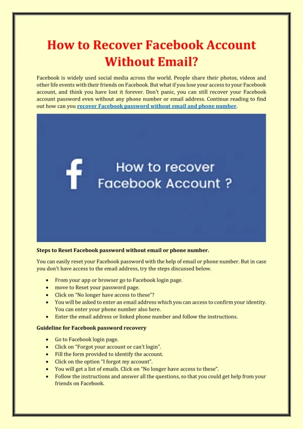 How to Recover Facebook Account Without Email?