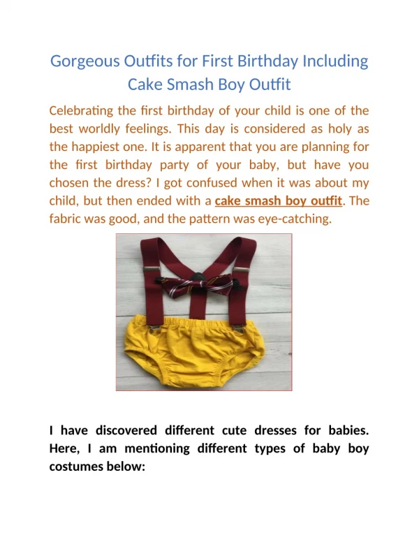 Gorgeous Outfits for First Birthday Including Cake Smash Boy Outfit