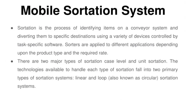 Mobile Sortation System: Things To Keep In Mind Before Implementing