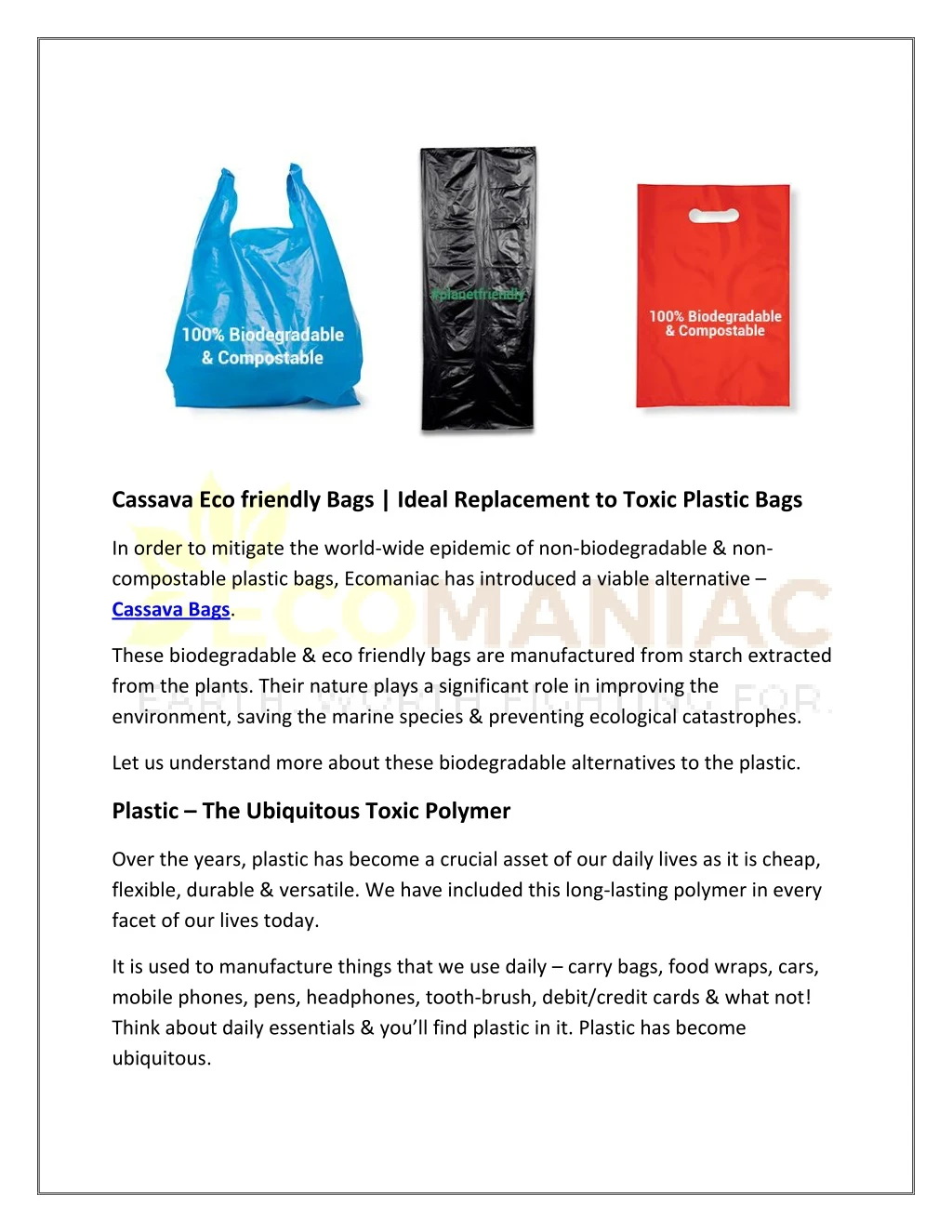 cassava eco friendly bags ideal replacement