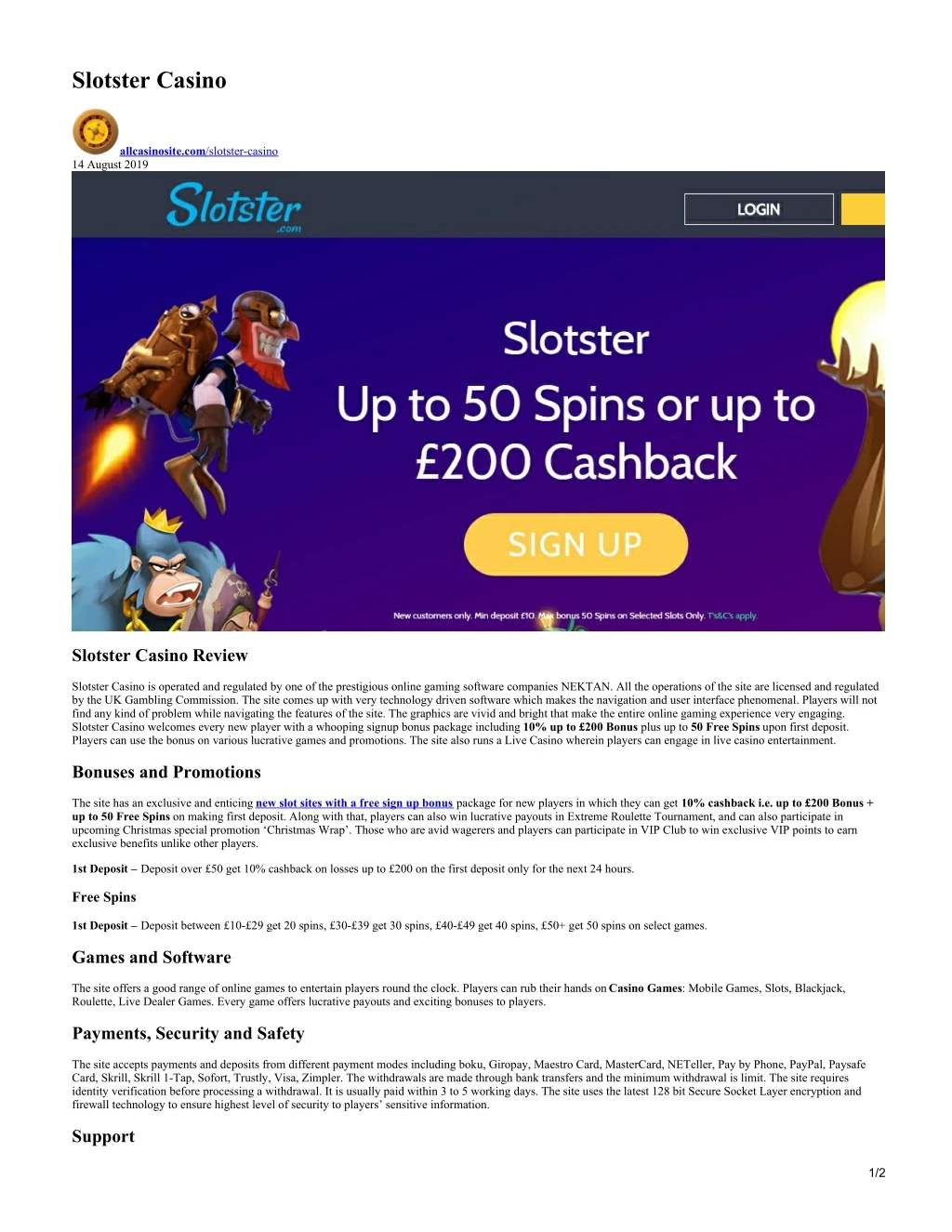 slotster casino