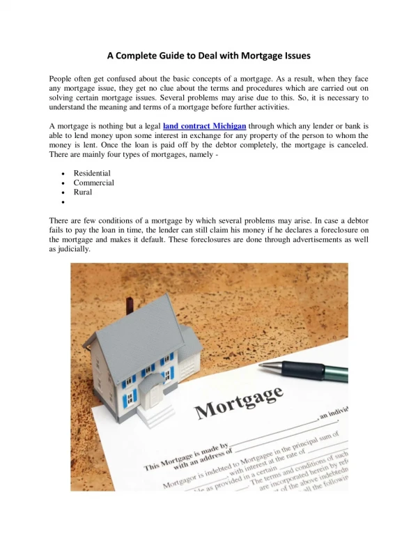 A Complete Guide to Deal with Mortgage Issues
