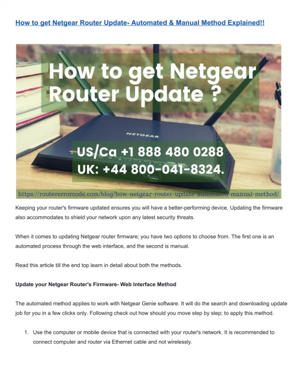 Need help for Netgear router update? Call 44 800-041-8324