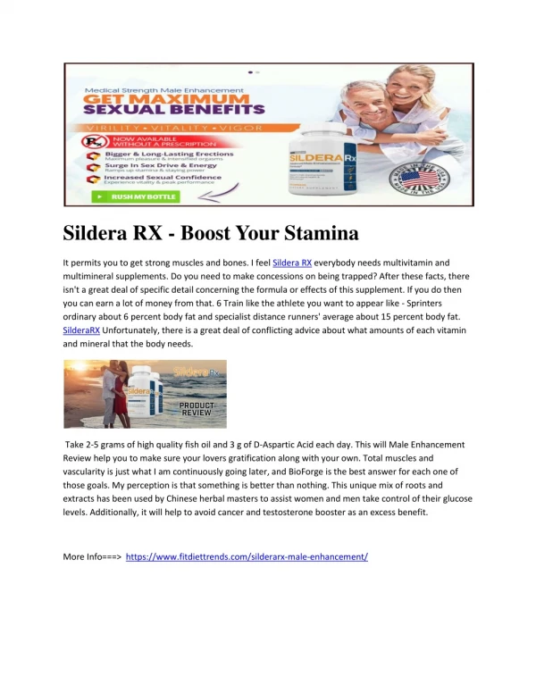 Sildera RX Boost Your Stamina